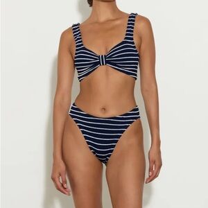 Hunza G Bonnie Navy and White Striped Bikini